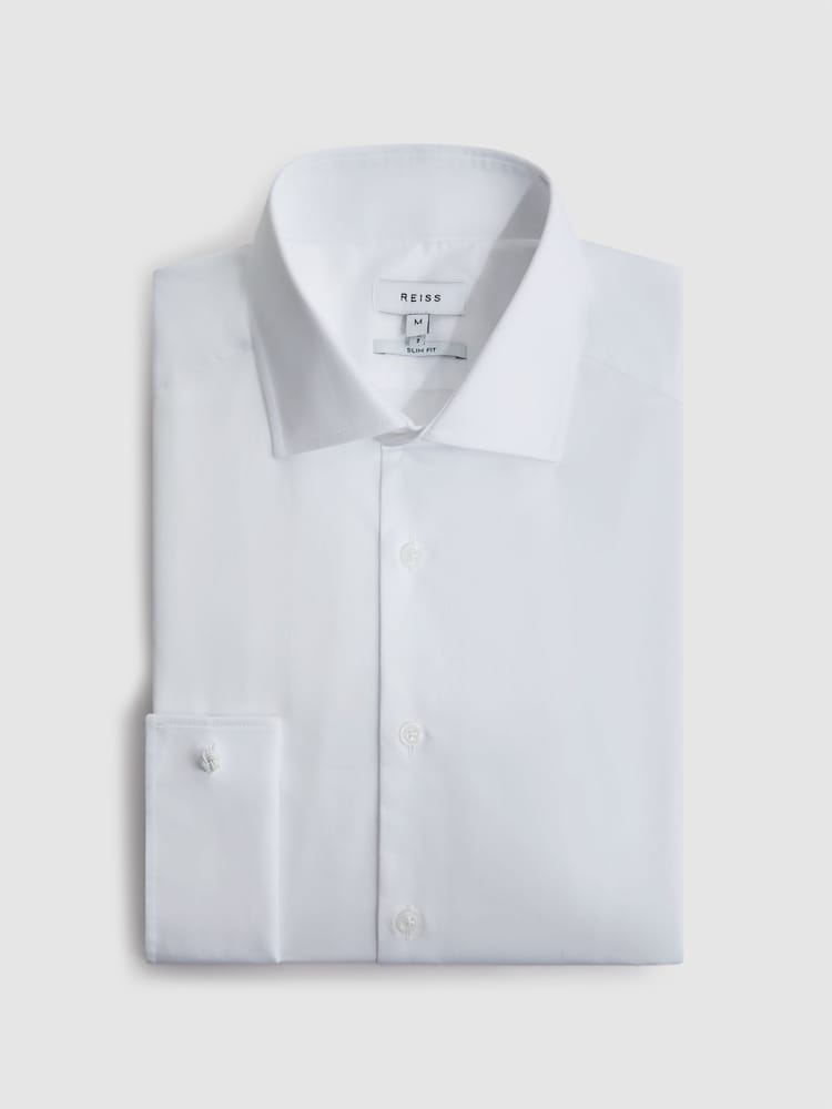 Reiss White Premote Slim Fit Cotton Cutaway Collar Shirt - Image 2 of 7