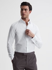 Reiss White Premote Slim Fit Cotton Cutaway Collar Shirt - Image 5 of 7