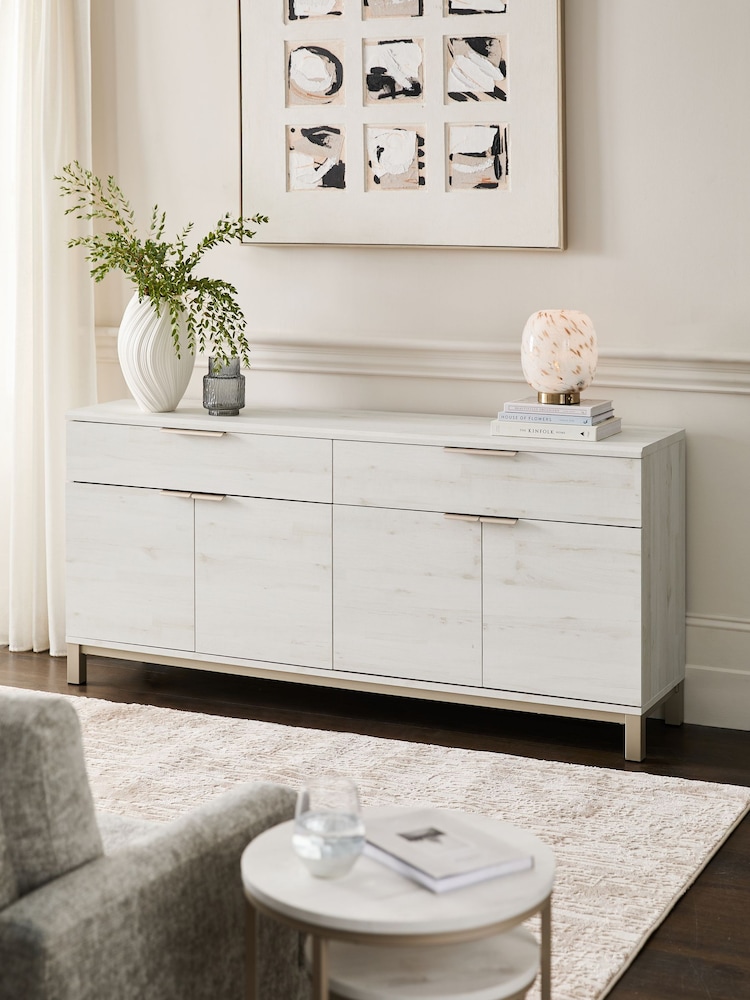 White Bronx Oak Effect Extra Large Sideboard - Image 1 of 11