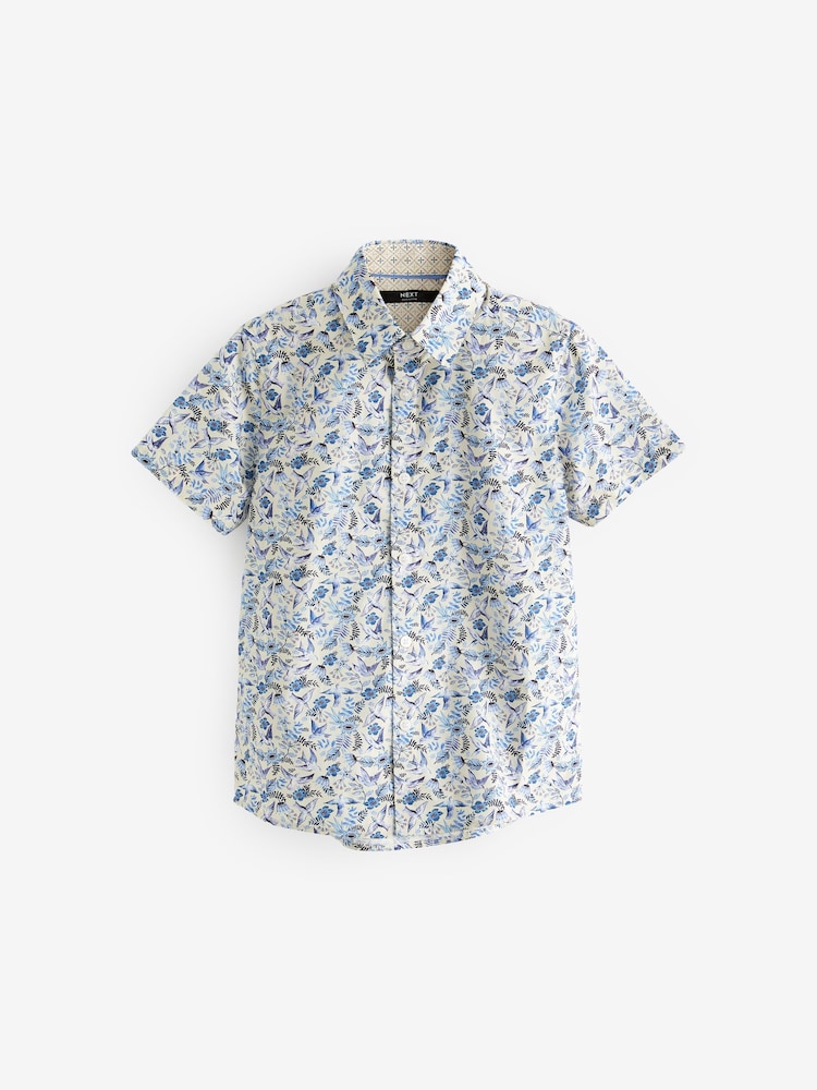 Blue 100% Cotton Short Sleeve All-Over Print Shirt (3-12yrs) - Image 1 of 4