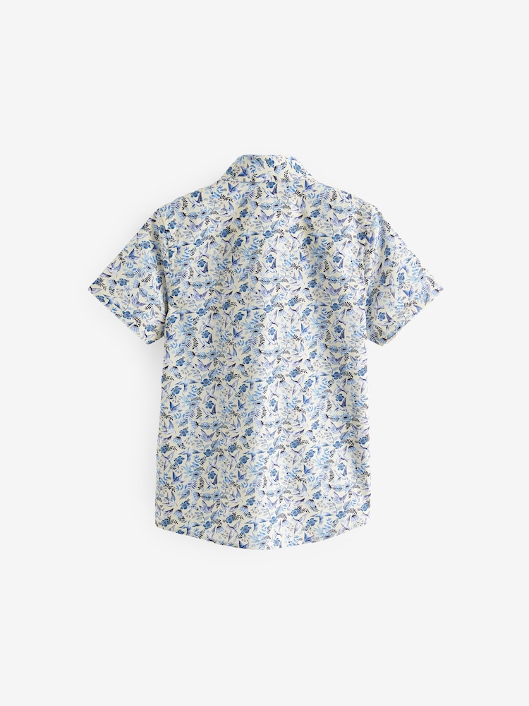 Blue 100% Cotton Short Sleeve All-Over Print Shirt (3-12yrs) - Image 2 of 4