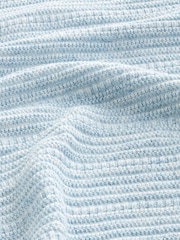 Blue Texture Linen Blend Knitted Polo Shirt - Image 7 of 7
