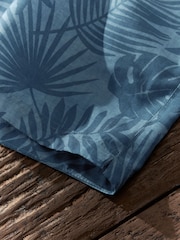 Light Blue Textured Leaf Regular Fit Printed Swim Shorts - Image 10 of 12