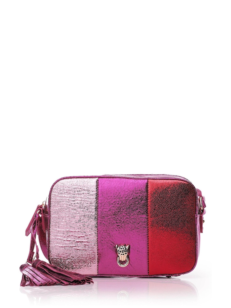 Moda in Pelle Pink Multi Panel Camera Bag - Image 1 of 3 Moda in Pelle Pink Multi Panel Camera Bag - Image 1 of 3