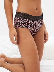 Schwarz/Grau/Creme/Rosa/Bedruckt - Slips aus Baumwolle und Spitze 4er-Pack - Bild 2 von 8
