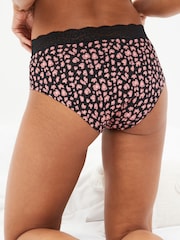 Schwarz/Grau/Creme/Rosa/Bedruckt - Slips aus Baumwolle und Spitze 4er-Pack - Bild 3 von 8