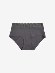 Schwarz/Grau/Creme/Rosa/Bedruckt - Slips aus Baumwolle und Spitze 4er-Pack - Bild 7 von 8