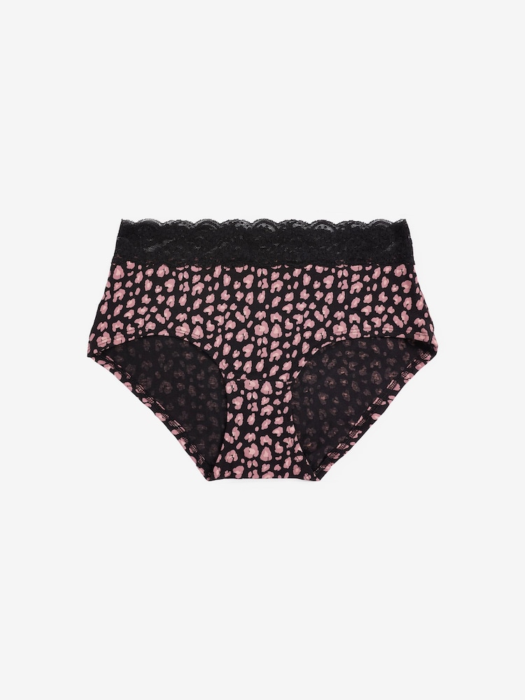 Schwarz/Grau/Creme/Rosa/Bedruckt - Slips aus Baumwolle und Spitze 4er-Pack - Bild 8 von 8
