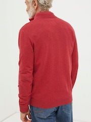 FatFace Red Braunton Texture Half Neck Jumper - Image 2 of 4