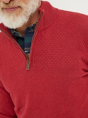 FatFace Red Braunton Texture Half Neck Jumper - Image 3 of 4