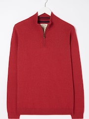 FatFace Red Braunton Texture Half Neck Jumper - Image 4 of 4