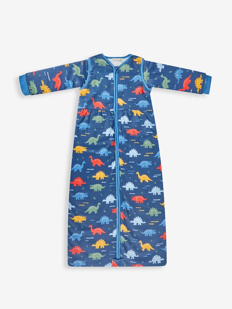 JoJo Maman Bébé Navy Blue Dinosaur 3.5 Tog Toddler Sleeping Bag - Image 1 of 3