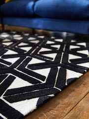 Black/White Geometric Rug - Image 3 of 7