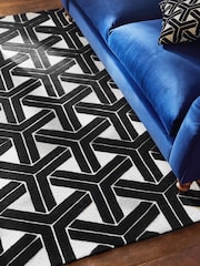 Black/White Geometric Rug - Image 5 of 7