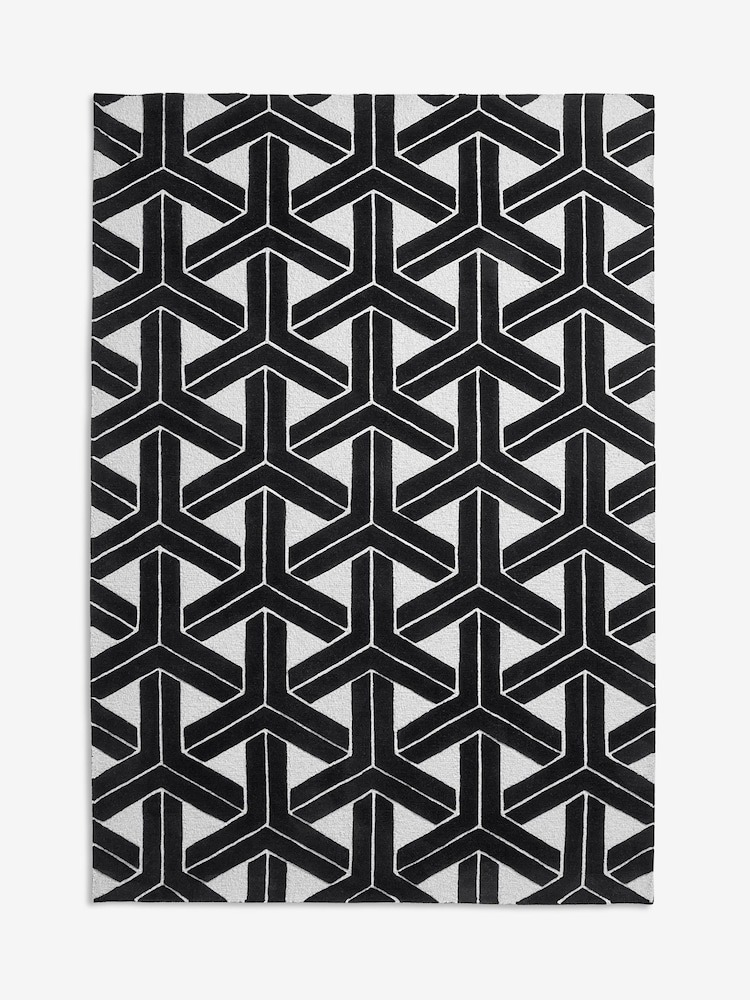 Black/White Geometric Rug - Image 7 of 7