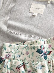 Laura Ashley Grey/ Ecru Shenley Garden Rib Square Neck Top and Trousers Pjyamas - Image 10 of 10