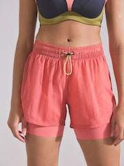 Coral Pink High Waisted 2-in-1 Sport Shorts - Image 1 of 7