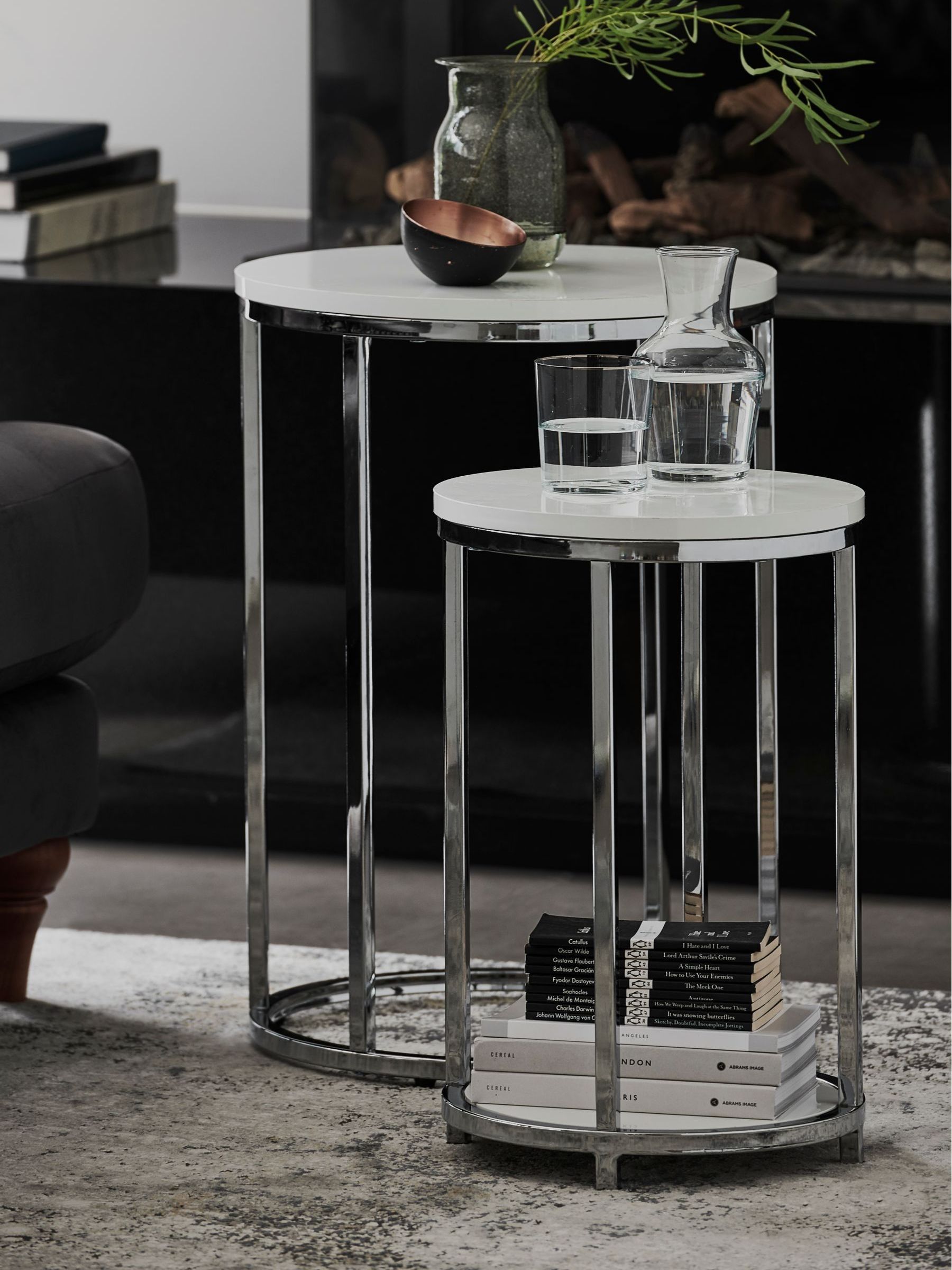 White gloss nest of tables next discount