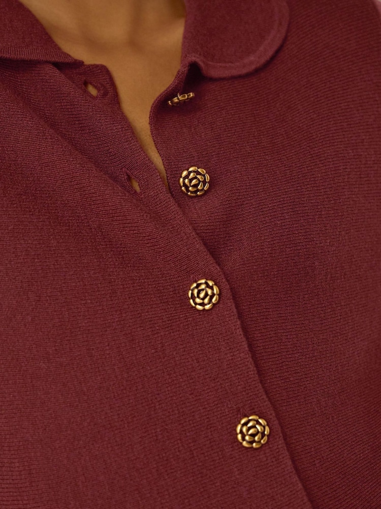 Monsoon Brown Kay Collar Cardigan - Image 3 of 3 Monsoon Brown Kay Collar Cardigan - Image 3 of 3