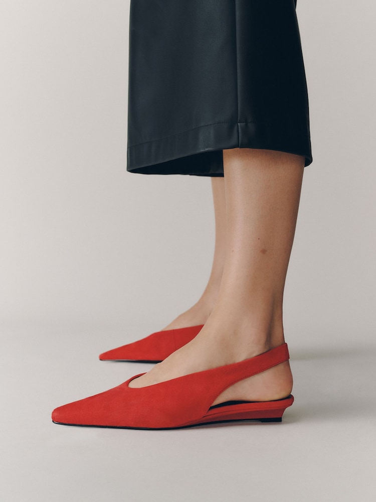 Red Forever Comfort® Suede Leather Low Sling Back Wedges - Image 1 of 4
