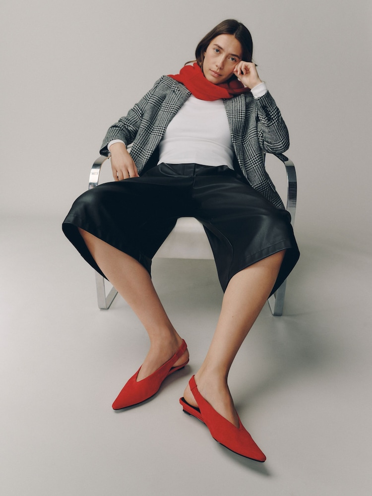 Red Forever Comfort® Suede Leather Low Sling Back Wedges - Image 2 of 4