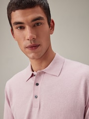 Pink Marl Knitted Polo Shirt - Image 1 of 7