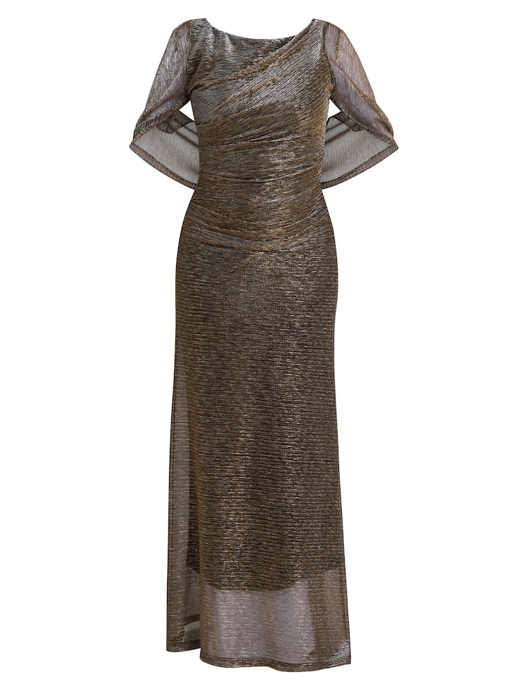 Gina Bacconi Natural Joanna Metallic Knit Maxi Dress - Image 5 of 5 Gina Bacconi Natural Joanna Metallic Knit Maxi Dress - Image 5 of 5