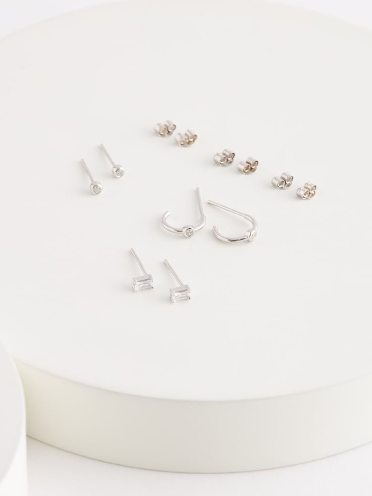 Sterling Silver 3 Pack Stud and Hoop Earrings - Image 1 of 1 Sterling Silver 3 Pack Stud and Hoop Earrings - Image 1 of 1