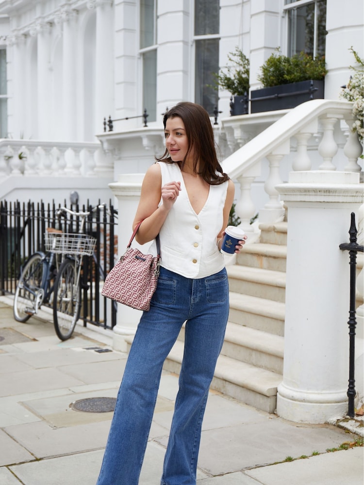 DONNA IDA Elegantly Waisted Nipped in White Waistcoat - Image 1 of 6