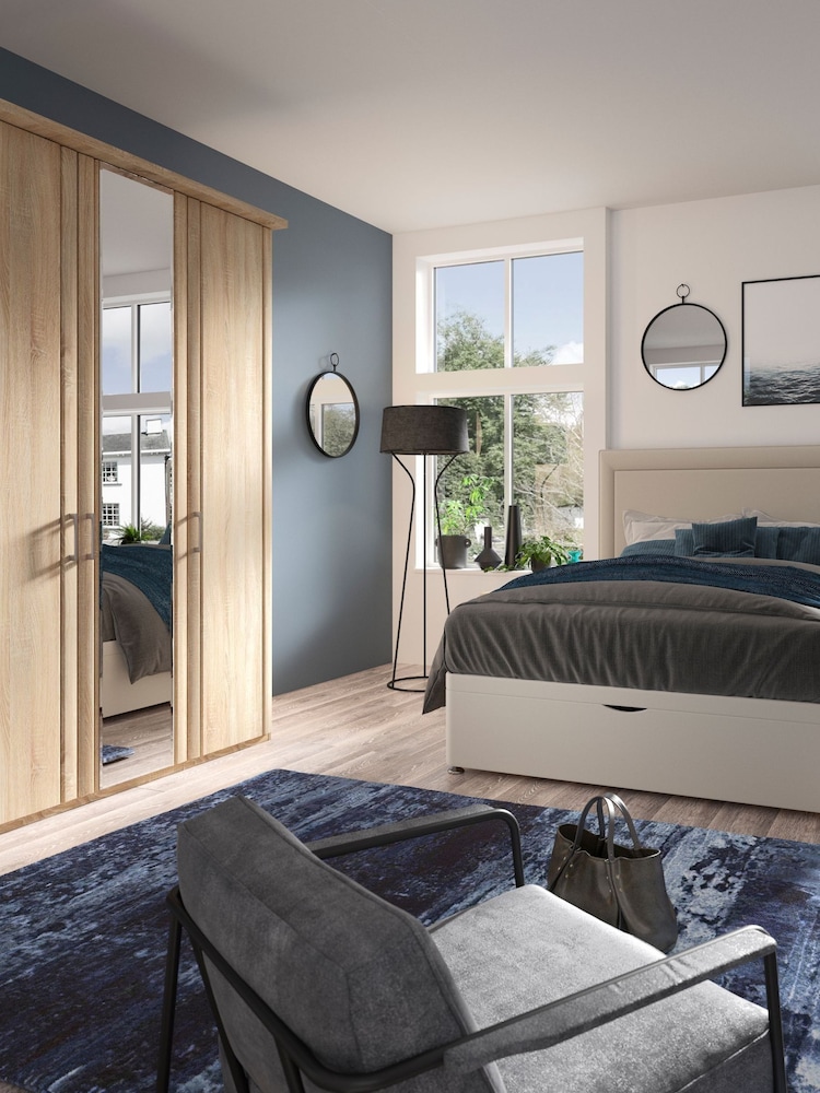 Wiemann Rustic Oak Torquay Wood and Mirror Semi Fitted Triple Wardrobe - Image 1 of 4