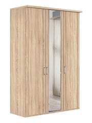 Wiemann Rustic Oak Torquay Wood and Mirror Semi Fitted Triple Wardrobe - Image 2 of 4