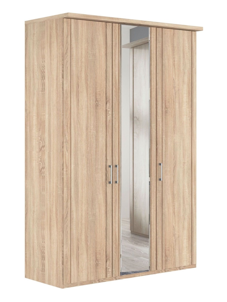 Wiemann Rustic Oak Torquay Wood and Mirror Semi Fitted Triple Wardrobe - Image 2 of 4