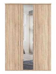 Wiemann Rustic Oak Torquay Wood and Mirror Semi Fitted Triple Wardrobe - Image 3 of 4