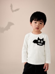 White Bat Halloween 100% Cotton Long Sleeve T-Shirt (3mths-7yrs) - Image 1 of 7
