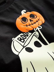 Black Ghost Halloween 100% Cotton Long Sleeve T-Shirt (3mths-7yrs) - Image 5 of 5