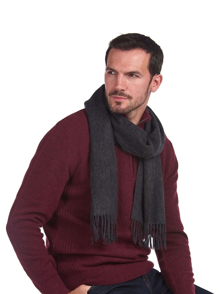 Barbour® Charcoal Grey Plain Lambswool Scarf - Image 1 of 3