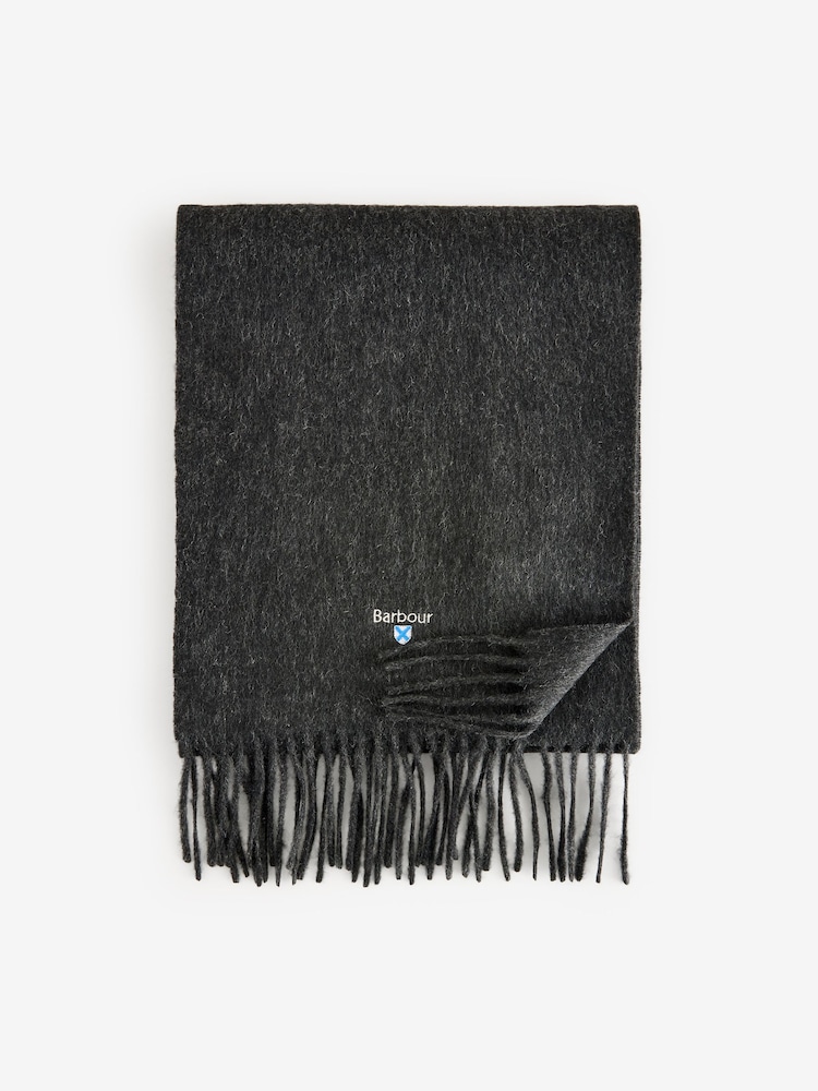 Barbour® Charcoal Grey Plain Lambswool Scarf - Image 2 of 3