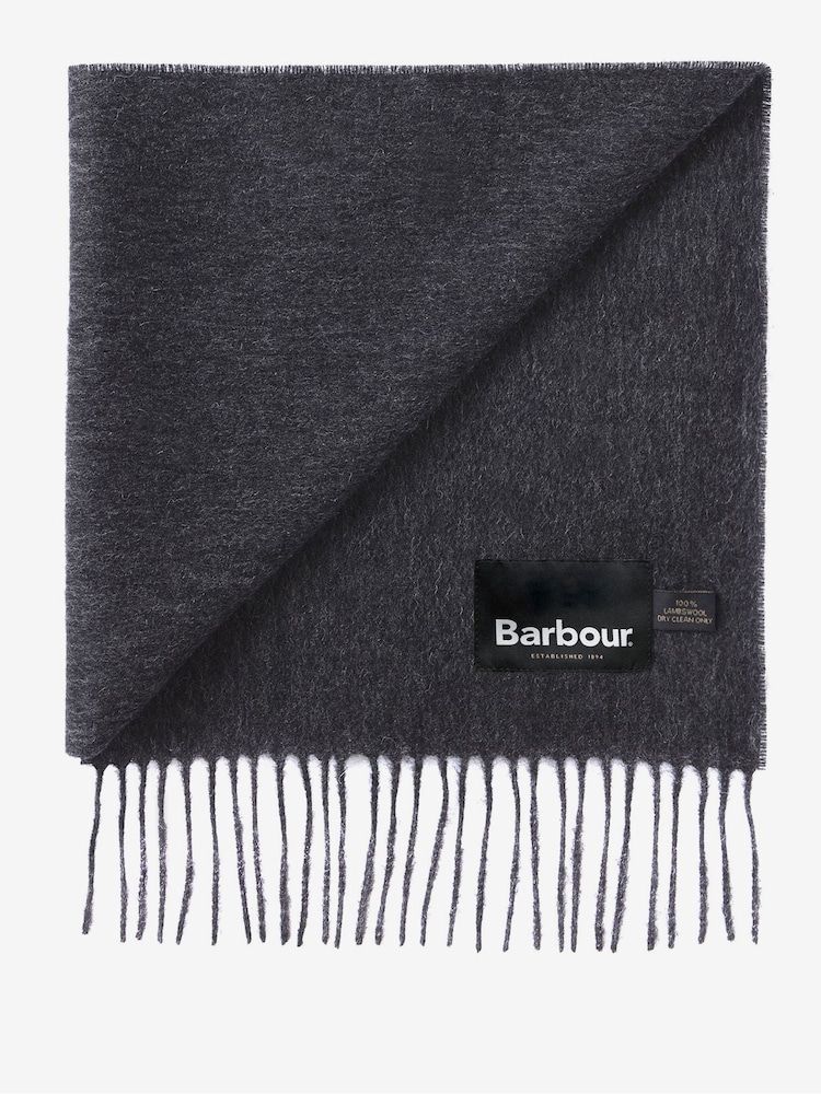 Barbour® Charcoal Grey Plain Lambswool Scarf - Image 3 of 3