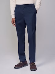 Navy Blue Elasticated Waist Smart Joggers Trousers - Image 1 of 8