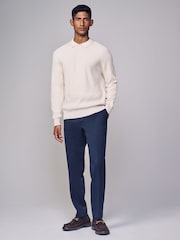 Navy Blue Elasticated Waist Smart Joggers Trousers - Image 2 of 8