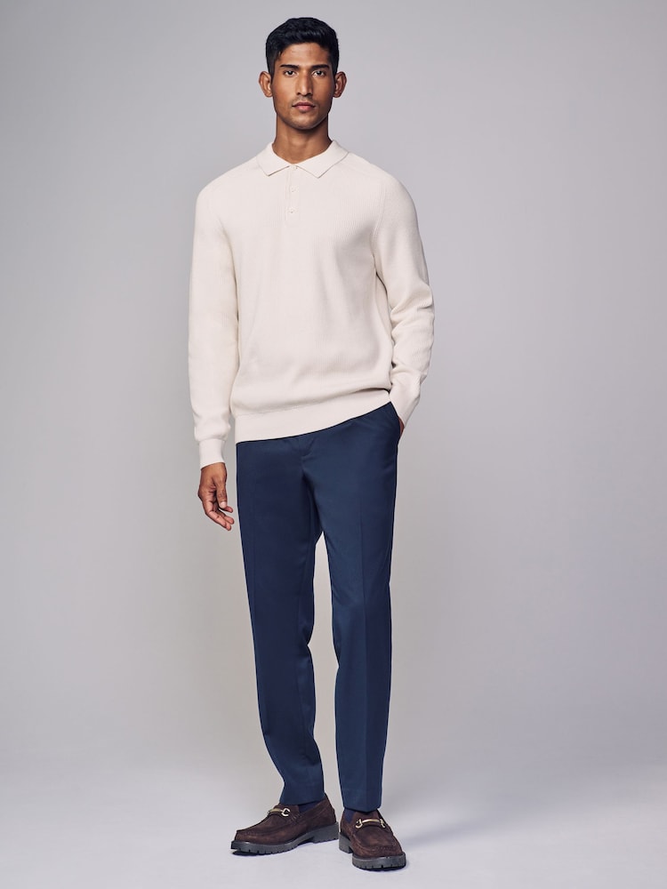 Navy Blue Elasticated Waist Smart Joggers Trousers - Image 2 of 8