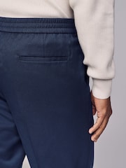 Navy Blue Elasticated Waist Smart Joggers Trousers - Image 4 of 8