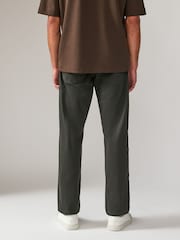 Khaki Green Straight Fit Printed Soft Touch Stretch Denim Jeans Style Trousers - Image 4 of 10