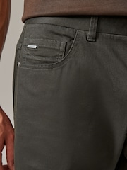 Khaki Green Straight Fit Printed Soft Touch Stretch Denim Jeans Style Trousers - Image 5 of 10