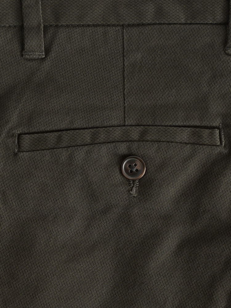 Green Khaki Straight Fit Stretch Printed Soft Touch Chino Trousers - Image 10 of 11