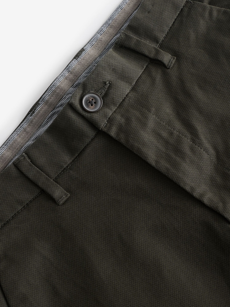 Green Khaki Straight Fit Stretch Printed Soft Touch Chino Trousers - Image 9 of 11