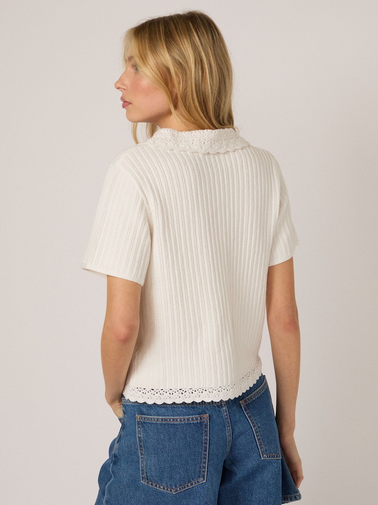 Nobodys Child White Crochet Collar Shirt - Image 2 of 5 Nobodys Child White Crochet Collar Shirt - Image 2 of 5