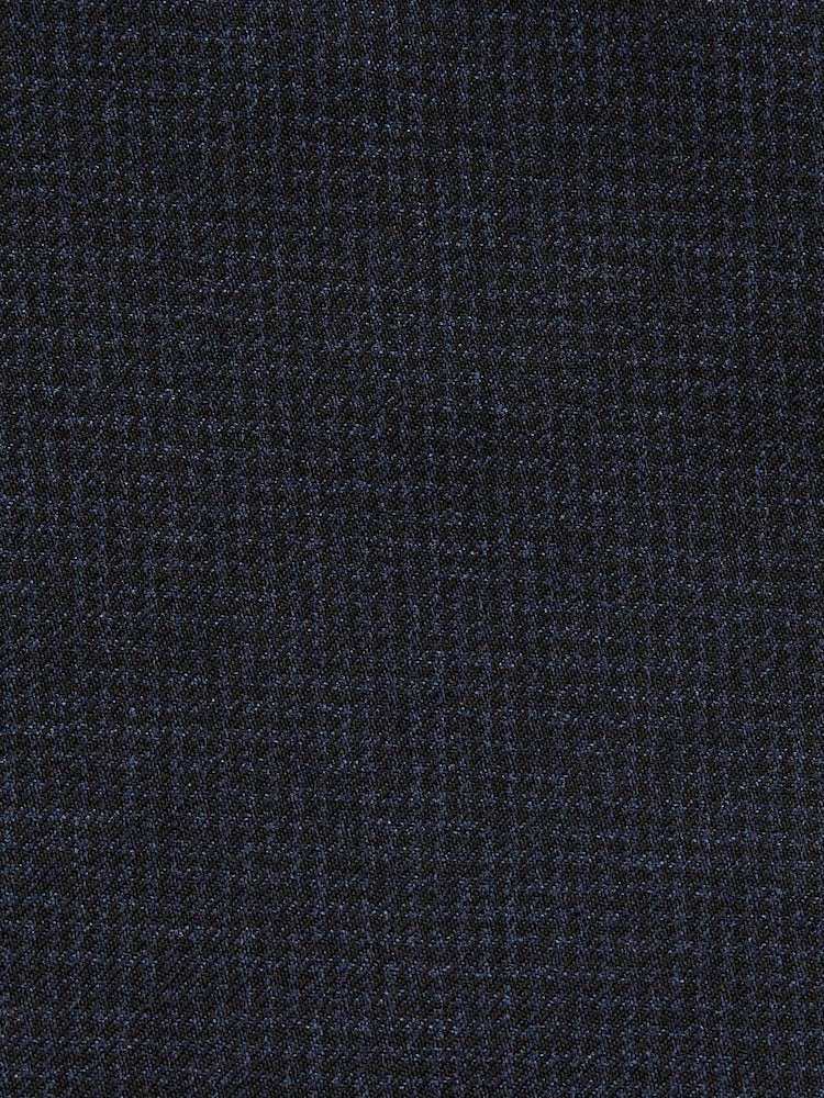 Navy Blue Puppytooth Regular Fit Check Smart Trousers - Image 7 of 7