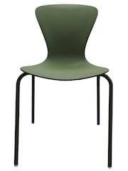 Fusion Living Set of 2 Olive Green Hoxton Plastic Dining Chairs - Image 3 of 6