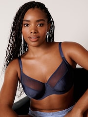 White/Navy Blue/Soft Blue DD+ Non Pad Full Cup Bras 3 Pack with Side Support - Image 2 of 6